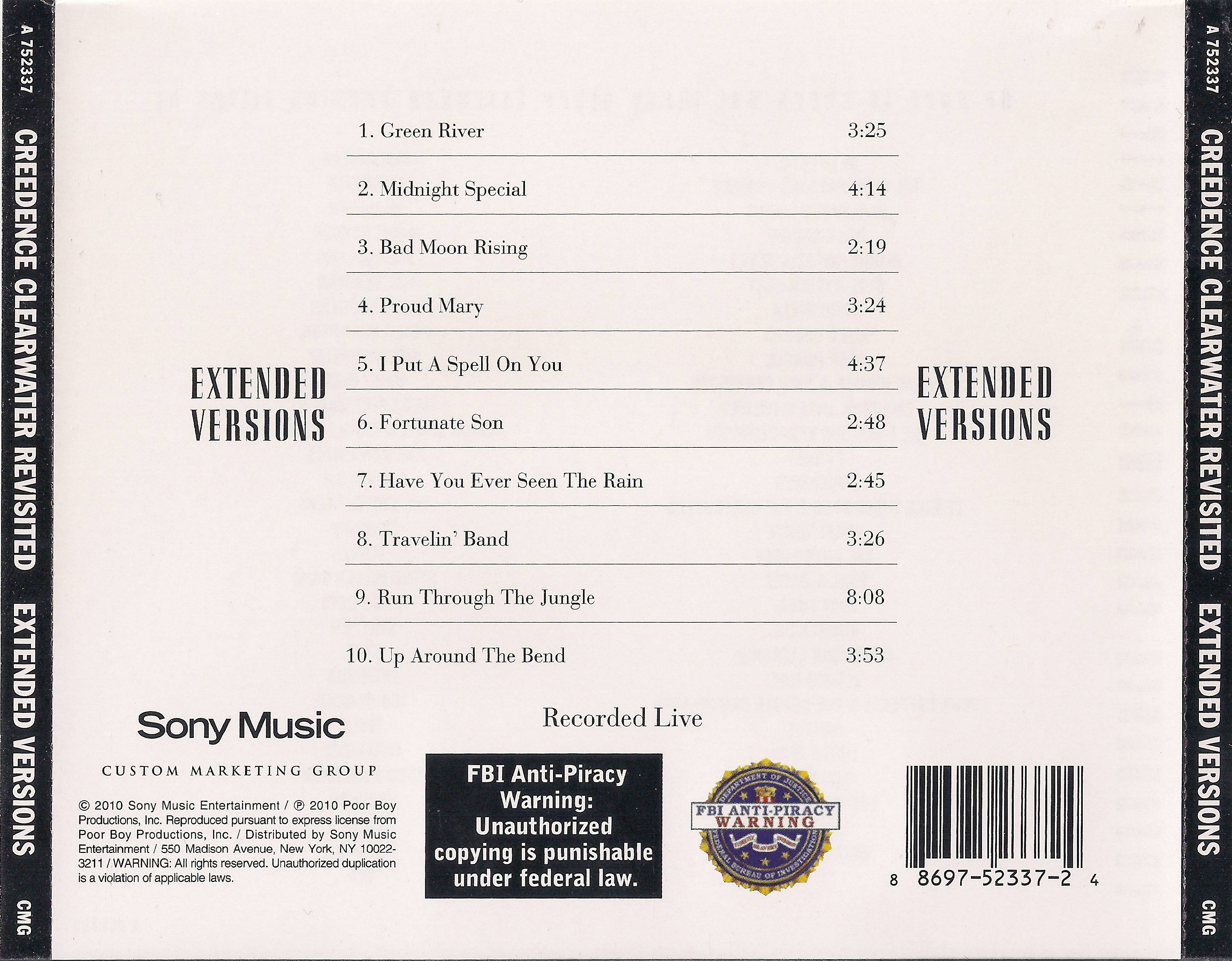 Creedence Clearwater Revival Extended Versions : Back US